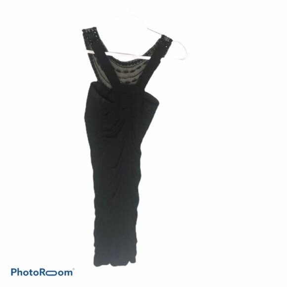 ruby rox Black Cocktail Dress midi beaded embellished sleeveless medium READ - Picture 2 of 8